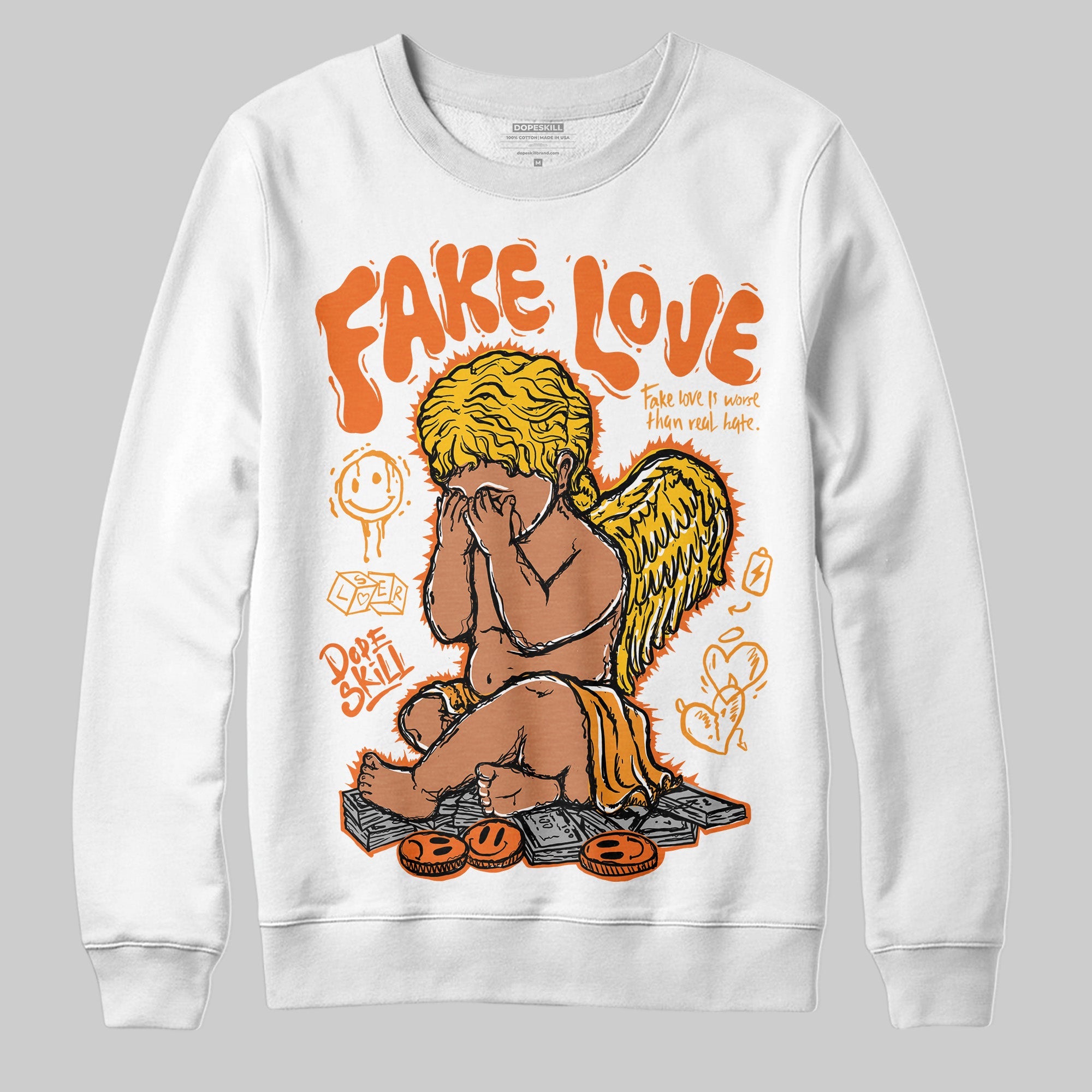 Orange Black White superstreetwear Sweatshirt False Love Graphic