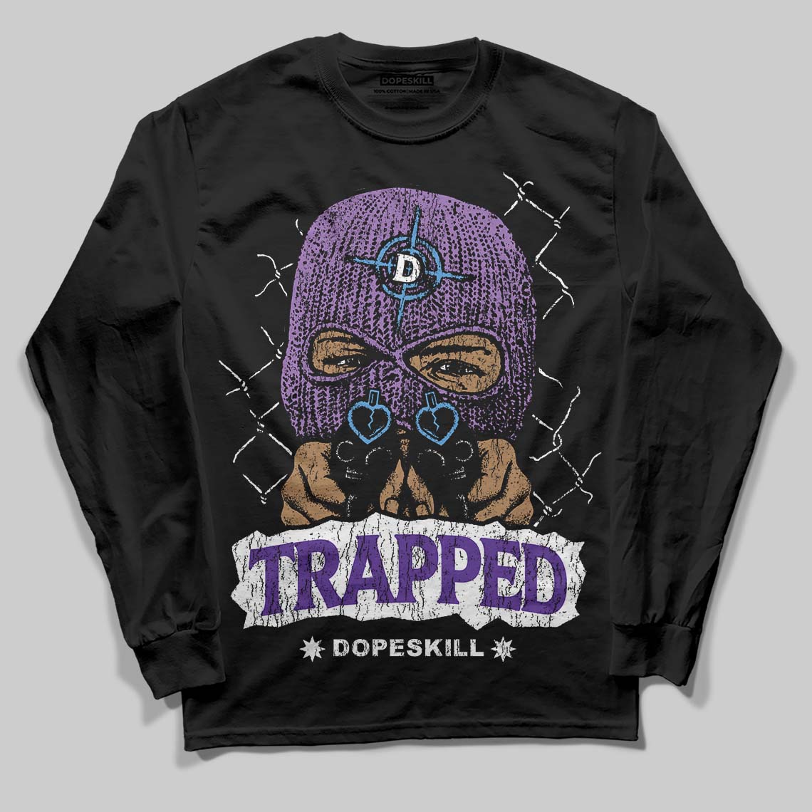 PURPLE Collection superstreetwear Long Sleeve T-Shirt New Trapped Graphic