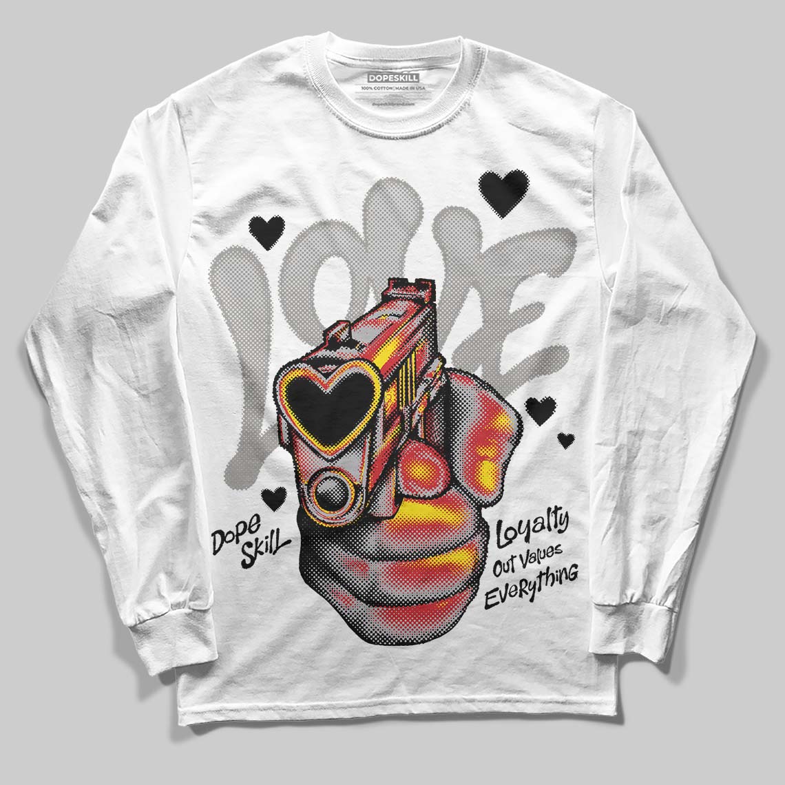 White Cement 4s superstreetwear Long Sleeve T-Shirt Love Shot Graphic