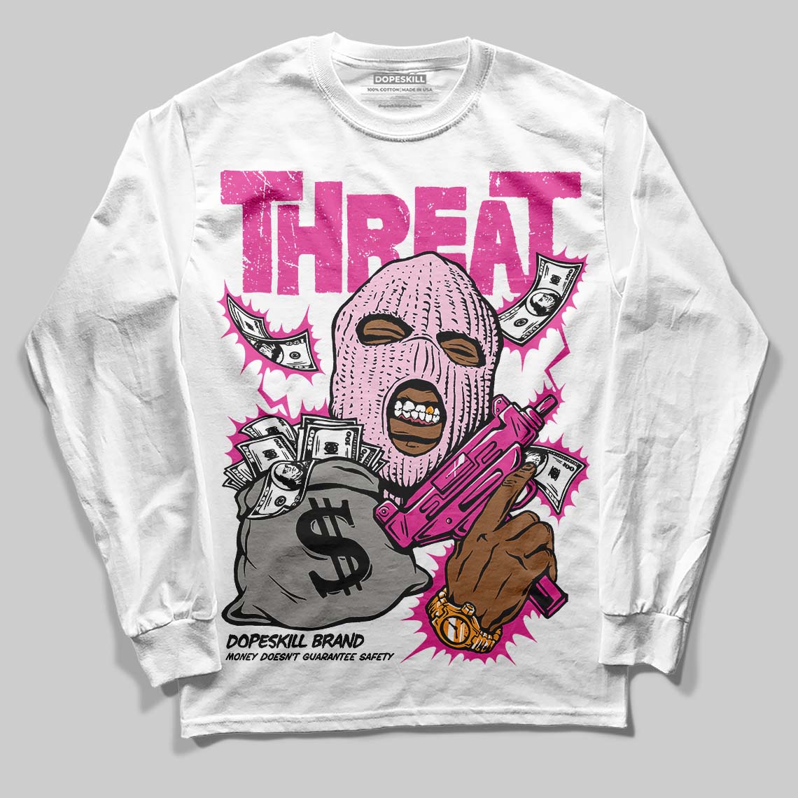 Triple Pink Dunk superstreetwear Long Sleeve T-Shirt Under Threat Graphic