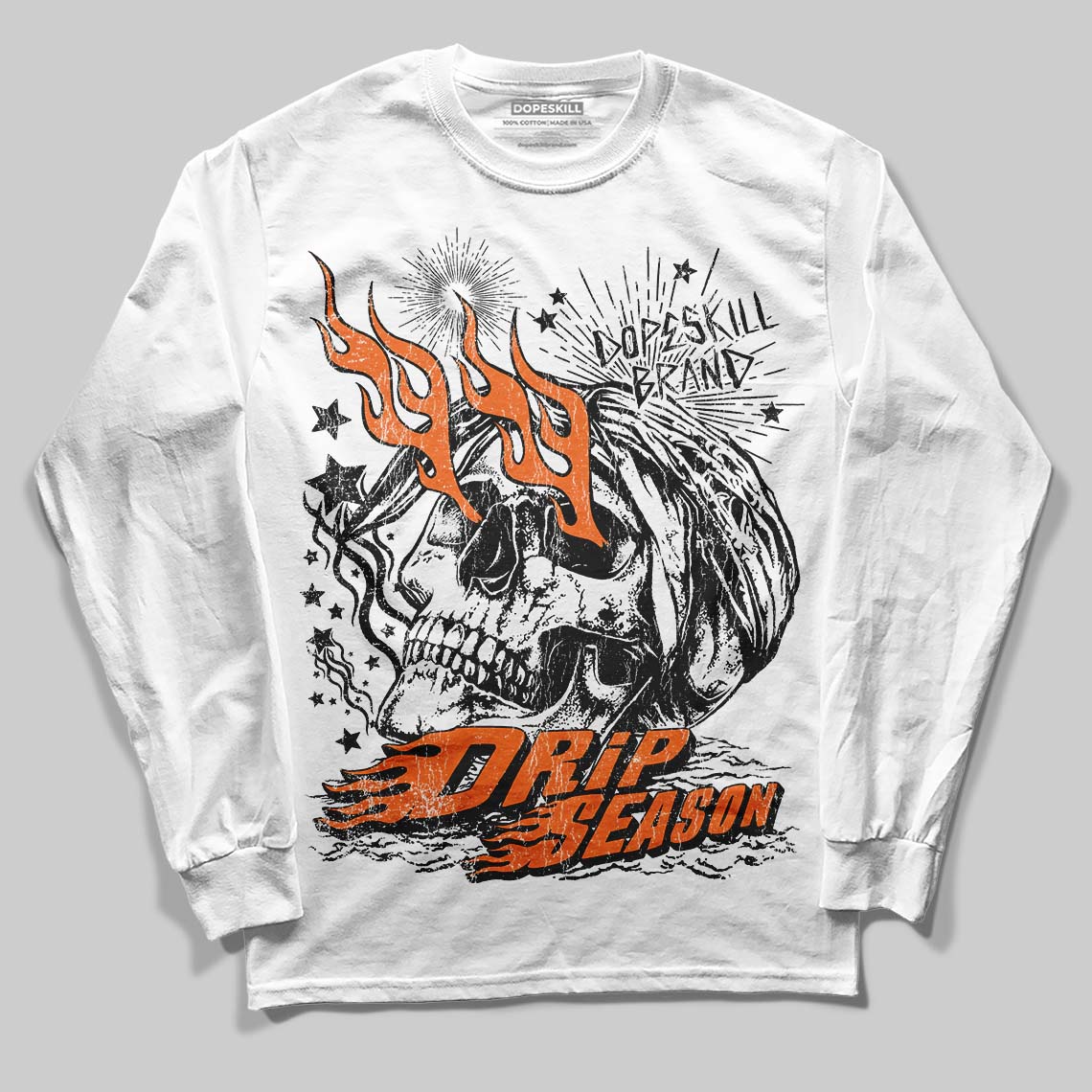 Orange Black White superstreetwear Long Sleeve T-Shirt Drip Season Graphic