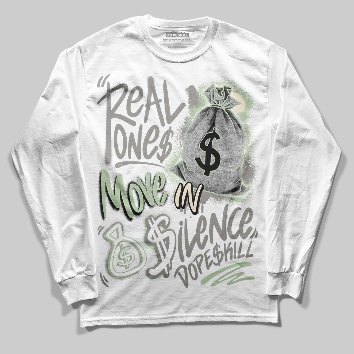 Seafoam 4s 2025 superstreetwear Long Sleeve T-Shirt Real Ones Move In Silence Graphic