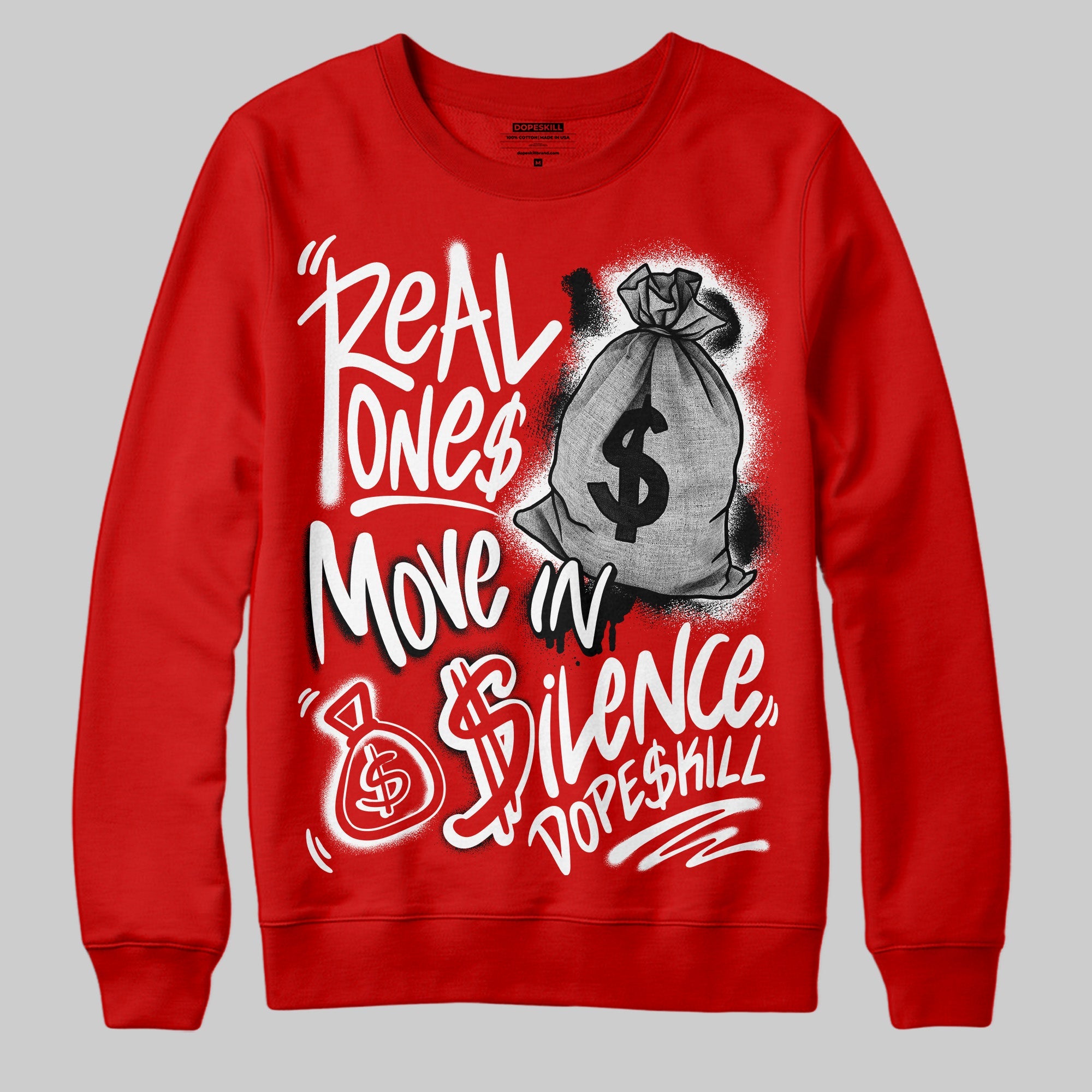 Bred Velvet 11s superstreetwear Red Sweatshirt Real Ones Move In Silence Graphic