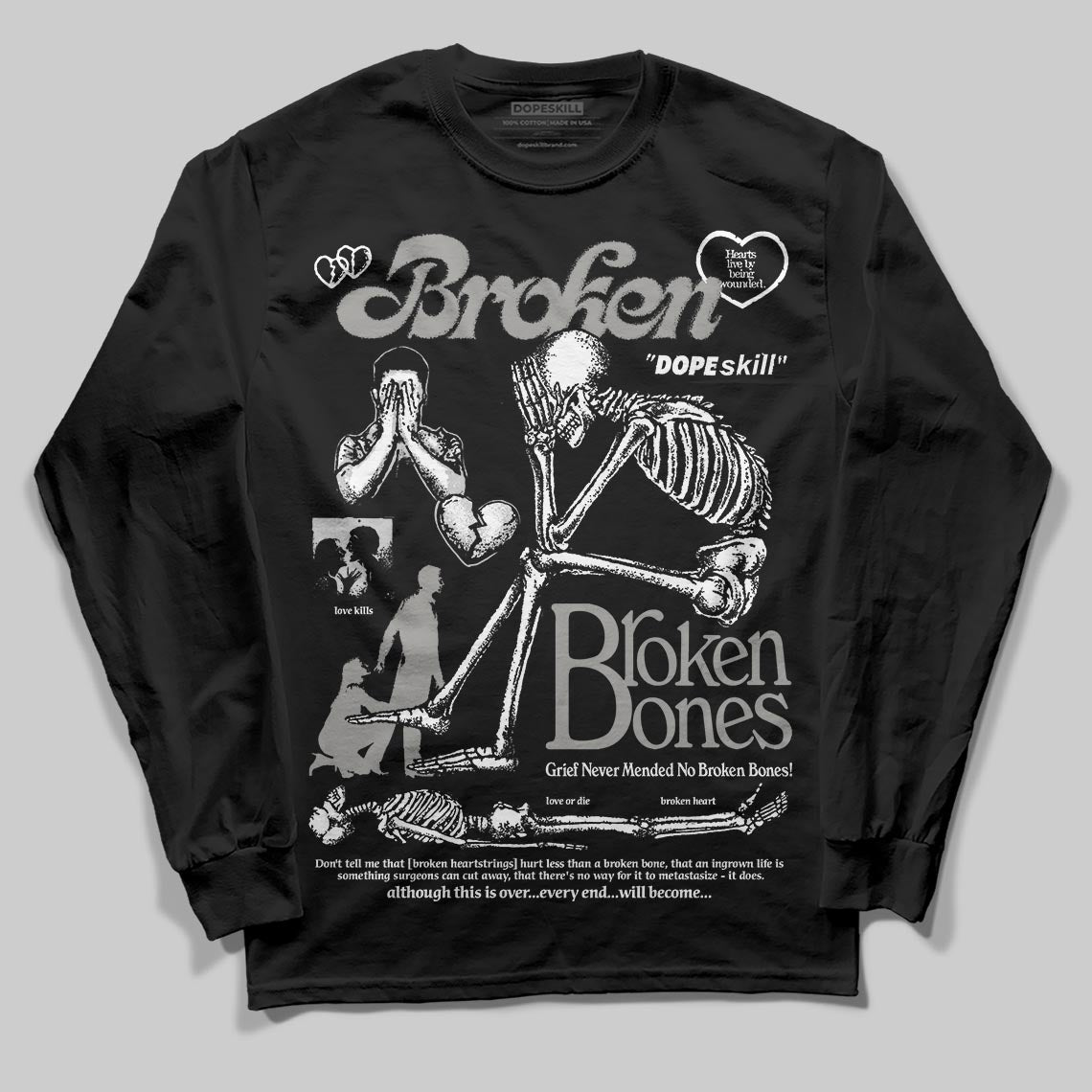 Pure Money 3s superstreetwear Long Sleeve T-Shirt Broken Bones Graphic