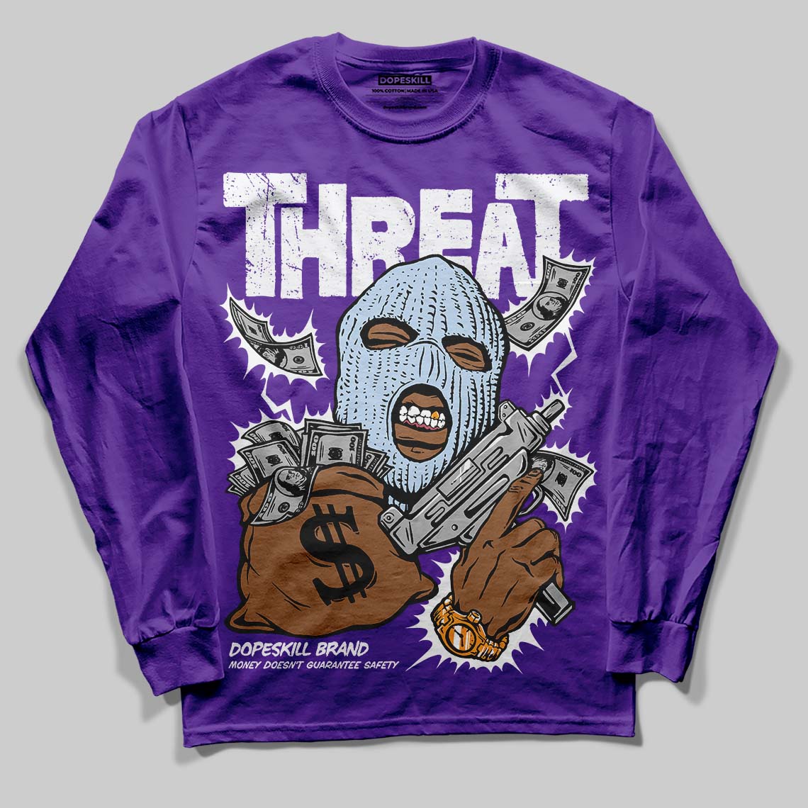 Grape 5s superstreetwear Long Sleeve T-Shirt Under Threat Graphic