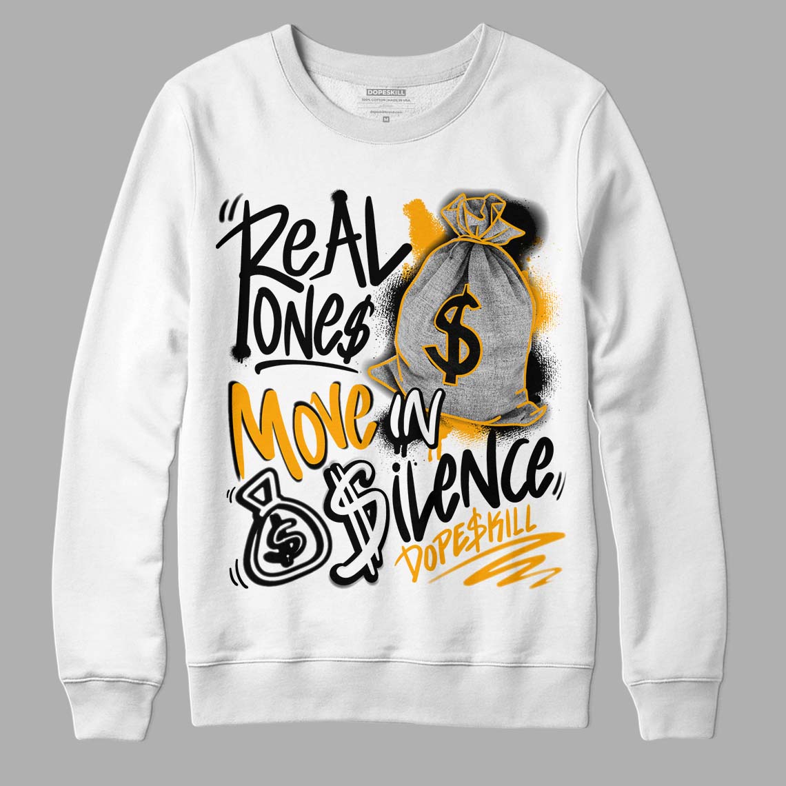 Black Taxi 12s superstreetwear Sweatshirt Real Ones Move In Silence Graphic
