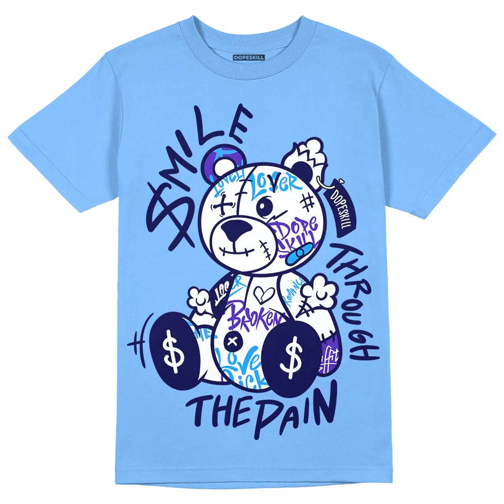 Powder Blue 9s superstreetwear Sky Blue T-shirt Smile Through The Pain Graphic