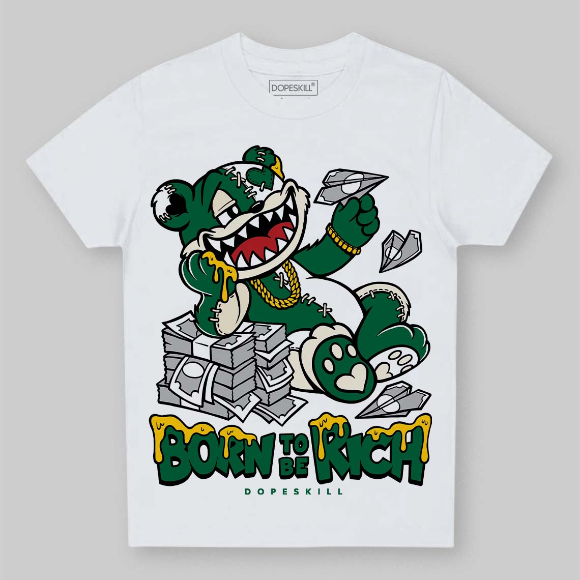 Pine Green 13s superstreetwear Toddler Kids T-shirt Born To Be Rich Graphic