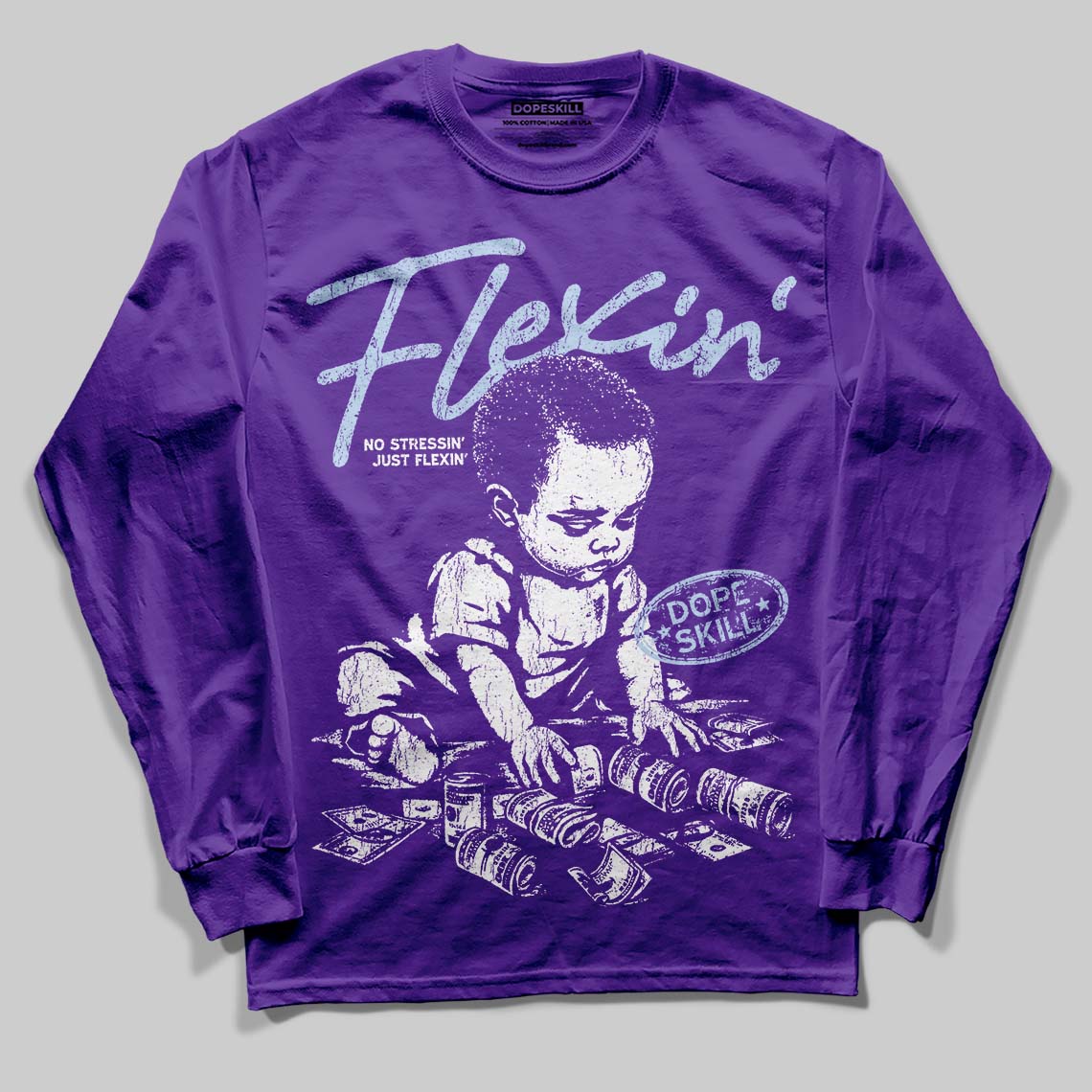 Grape 5s superstreetwear Long Sleeve T-Shirt Flexin' Graphic