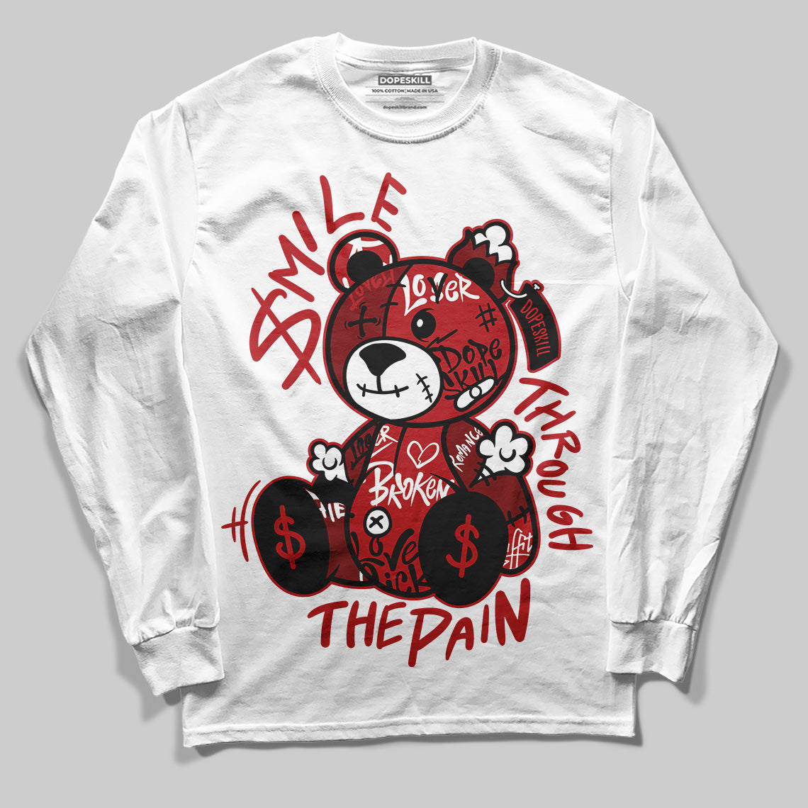 Flu Game 12s superstreetwear Long Sleeve T-Shirt Smile Through The Pain Graphic