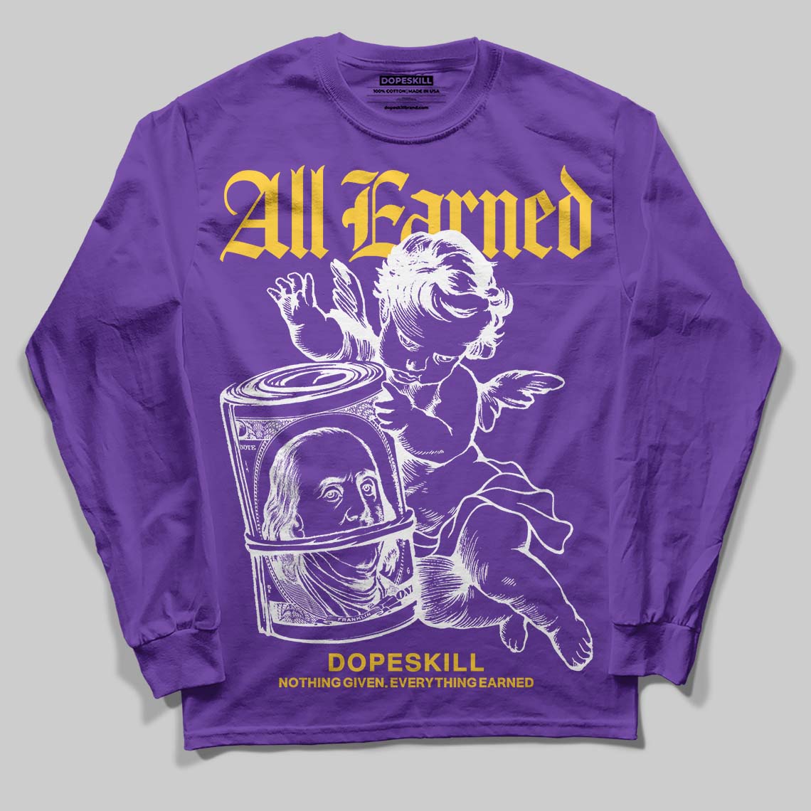 PURPLE Collection superstreetwear Long Sleeve T-Shirt All Earned Graphic