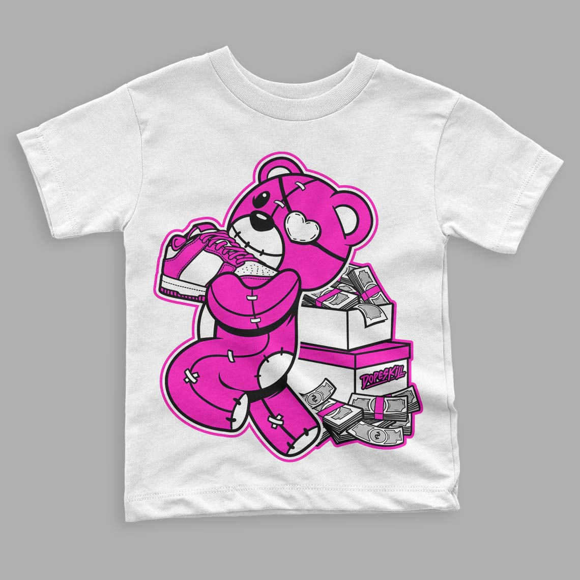 Dunk Low Active Fuchsia superstreetwear Toddler Kids T-shirt Bear Steals Sneaker Graphic
