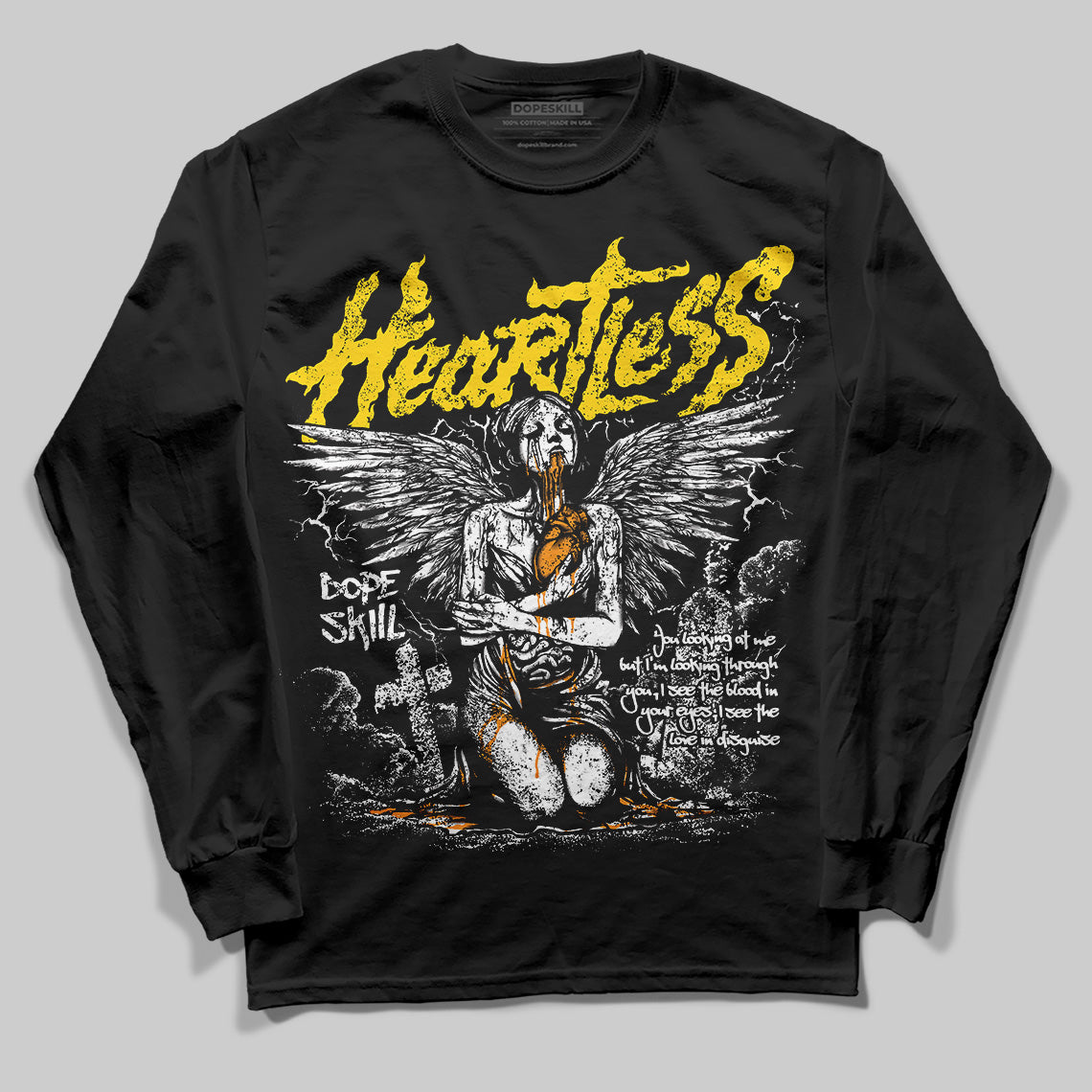 Yellow Ochre 6s superstreetwear Long Sleeve T-Shirt Heartless Graphic