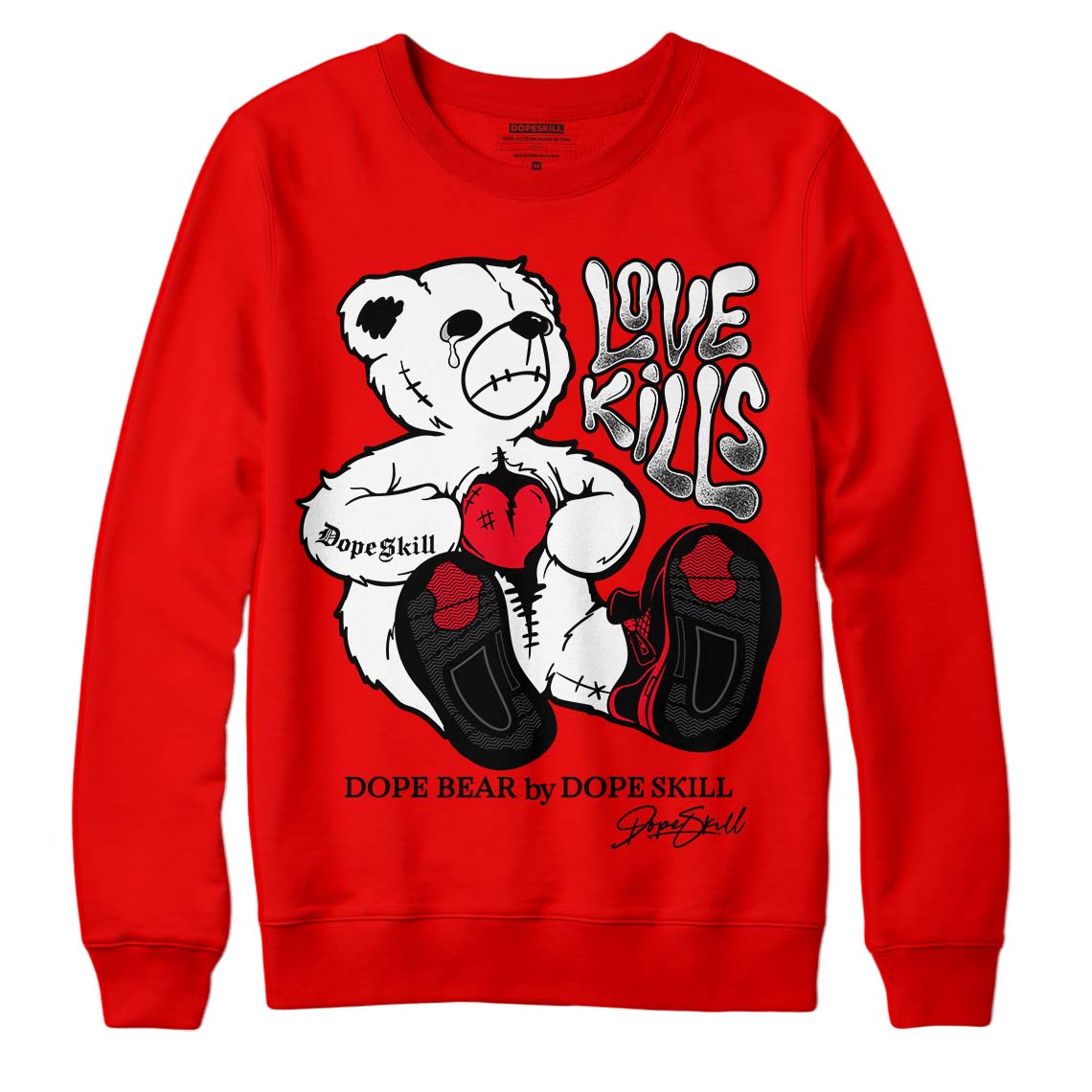 Red Thunder 4s superstreetwear Red Sweatshirt Love Kills Graphic
