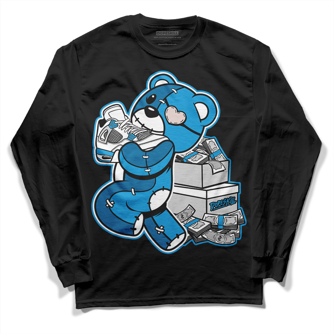 Military Blue 4s superstreetwear Long Sleeve T-Shirt Bear Steals Sneaker Graphic