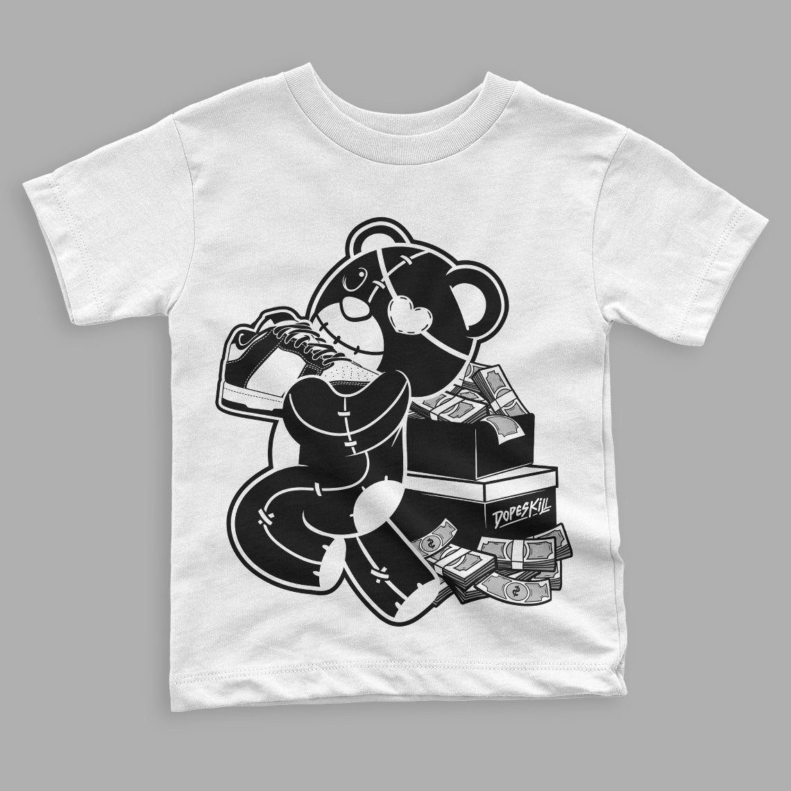 Panda White Black Dunk Low superstreetwear Toddler Kids T-shirt Bear Steals Sneaker Graphic
