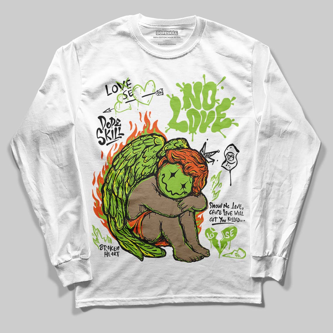 Neon Green Collection superstreetwear Long Sleeve T-Shirt No Love Graphic