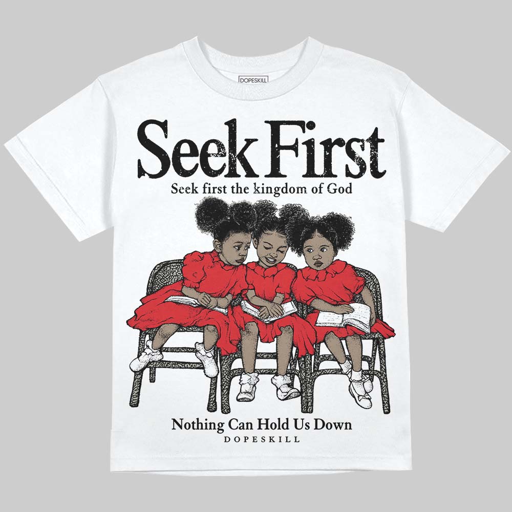 Fire Red 3s superstreetwear Oversize Print T-Shirt New Seek First Graphic