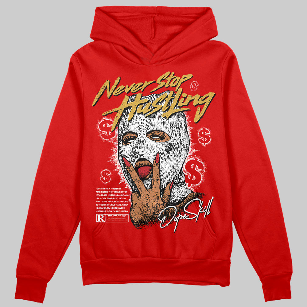 Bred Velvet 11s superstreetwear Red Hoodie Sweatshirt Never Stop Hustling Graphic