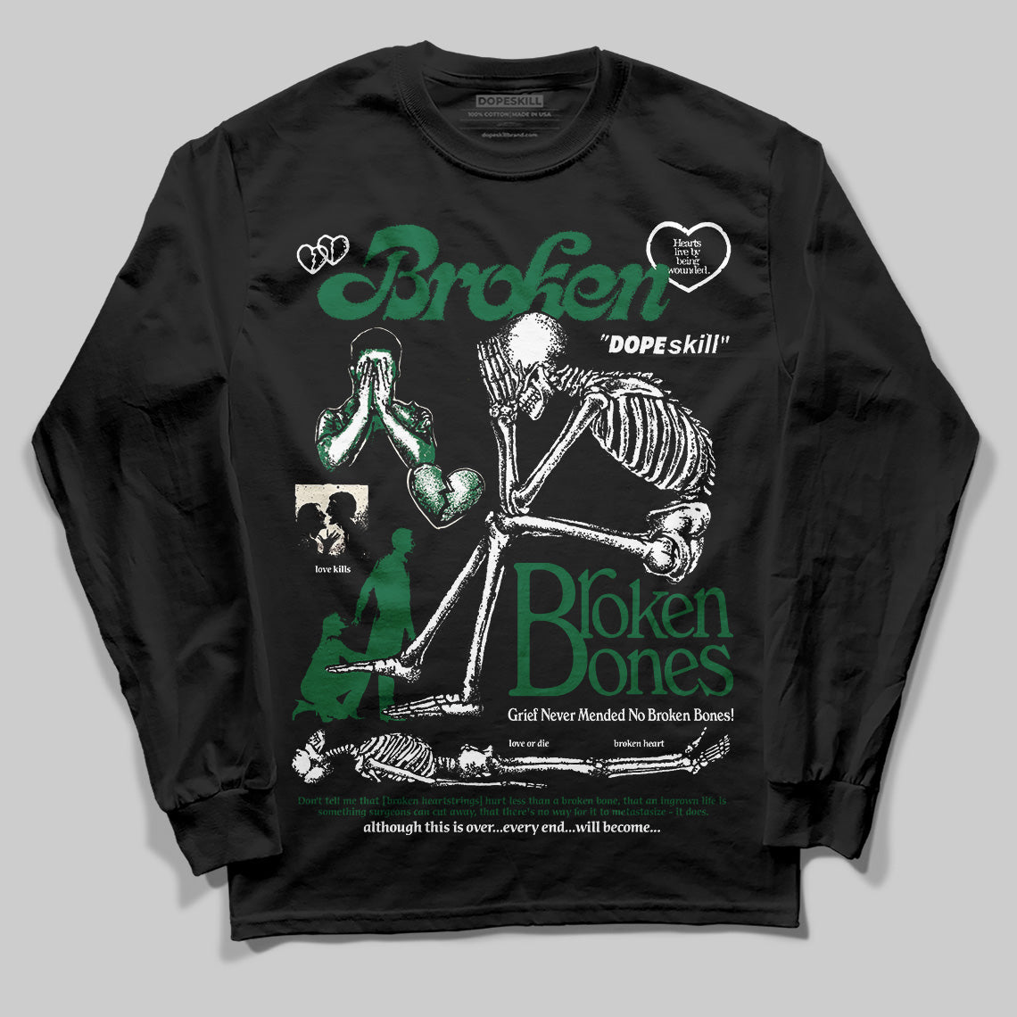 Pine Green 13s superstreetwear Long Sleeve T-Shirt Broken Bones Graphic