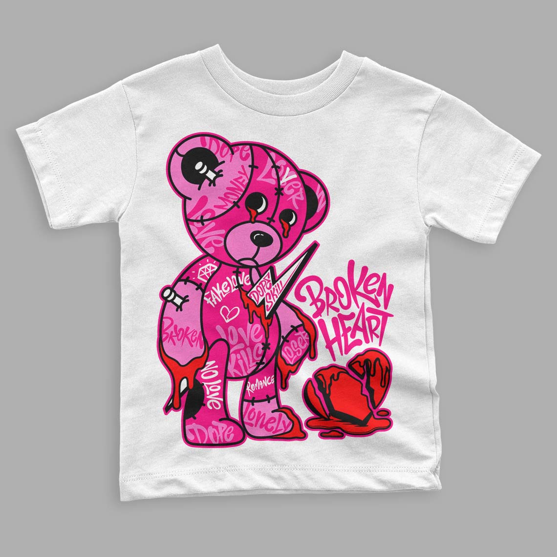 Fierce Pink 1s superstreetwear Toddler Kids T-shirt Broken Heart Graphic