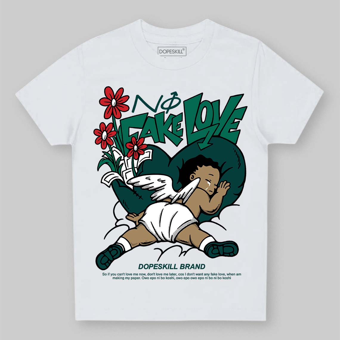 Oxidized Green 4s superstreetwear Toddler Kids T-shirt No Fake Love Graphic