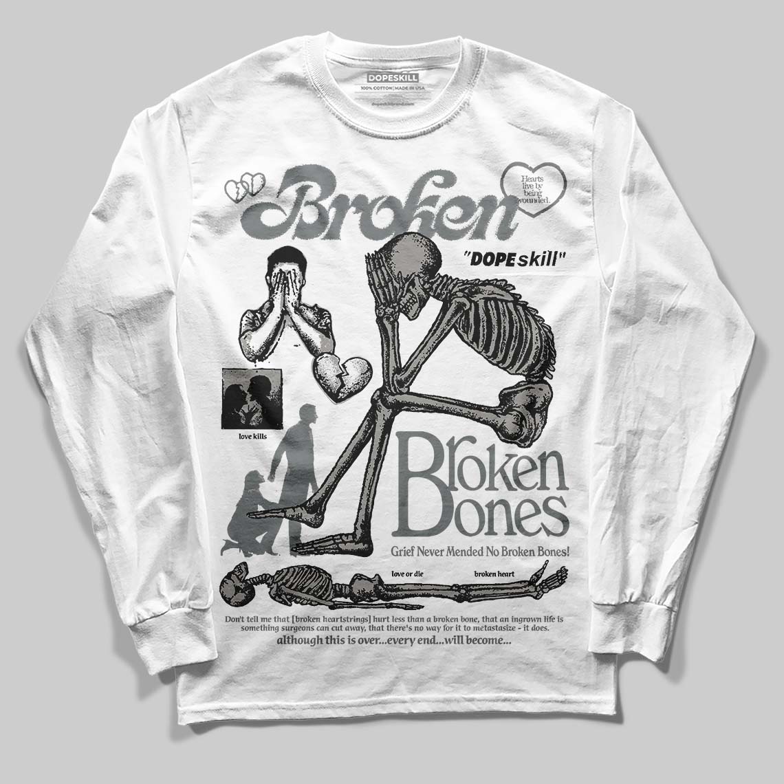 Cool Grey 9s superstreetwear Long Sleeve T-Shirt Broken Bones Graphic