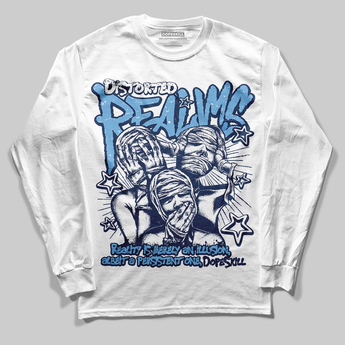Summit White Navy 4s superstreetwear Long Sleeve T-Shirt Distorted Realms Graphic