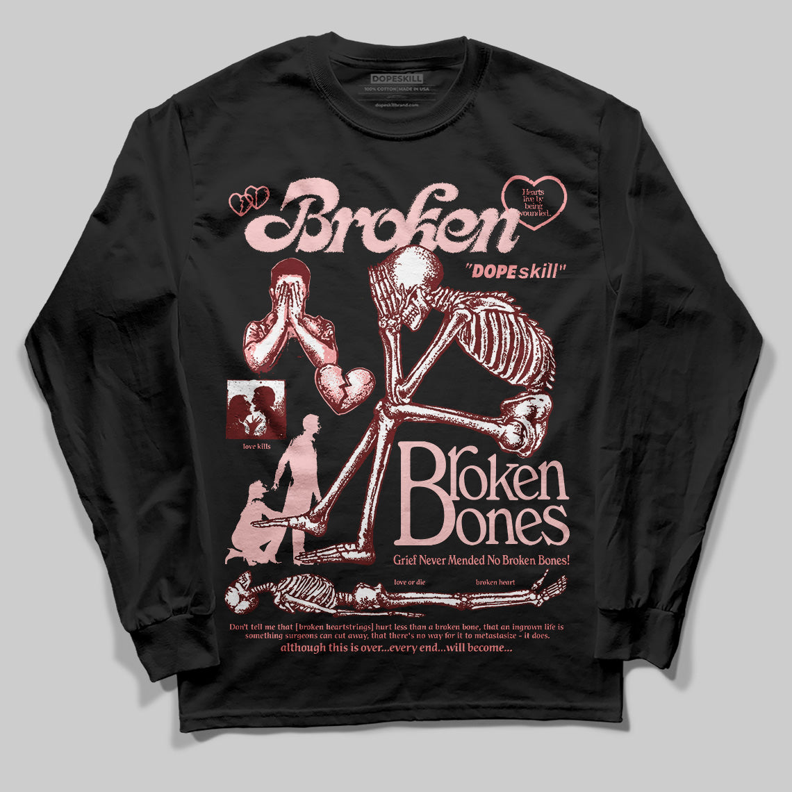 VALENTINE'S Day 3s superstreetwear Long Sleeve T-Shirt Broken Bones Graphic