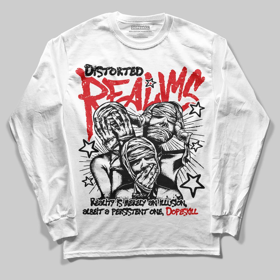 Black and White Collection superstreetwear Long Sleeve T-Shirt Distorted Realms Graphic