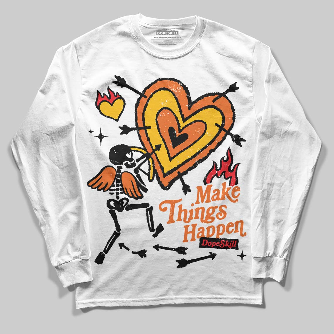 Orange Black White superstreetwear Long Sleeve T-Shirt Make Things Happen Graphic