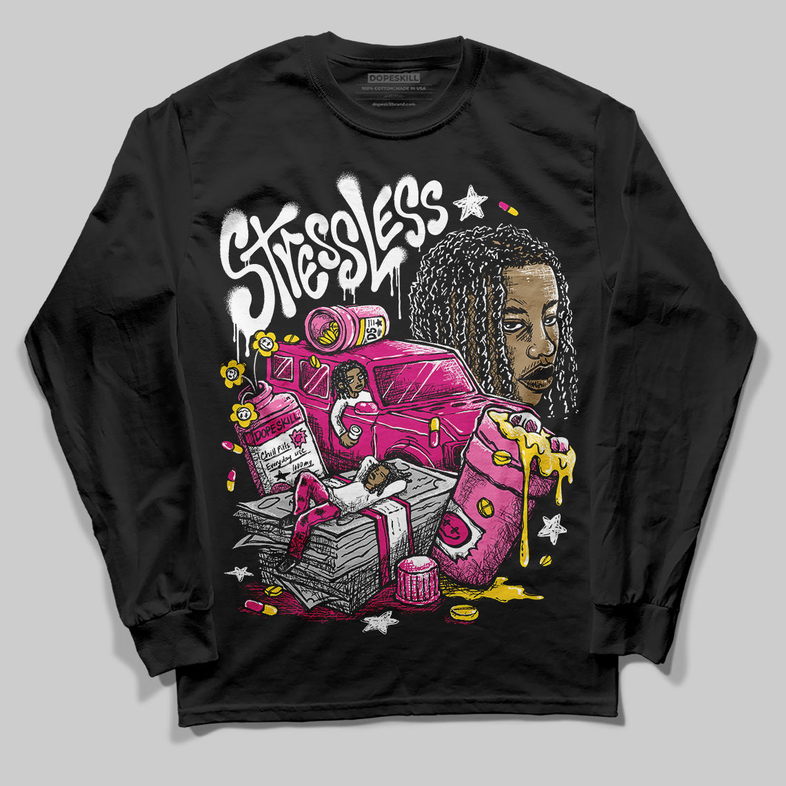 Rick RO Pink Leather Sneakers superstreetwear Long Sleeve T-Shirt Stressless Graphic