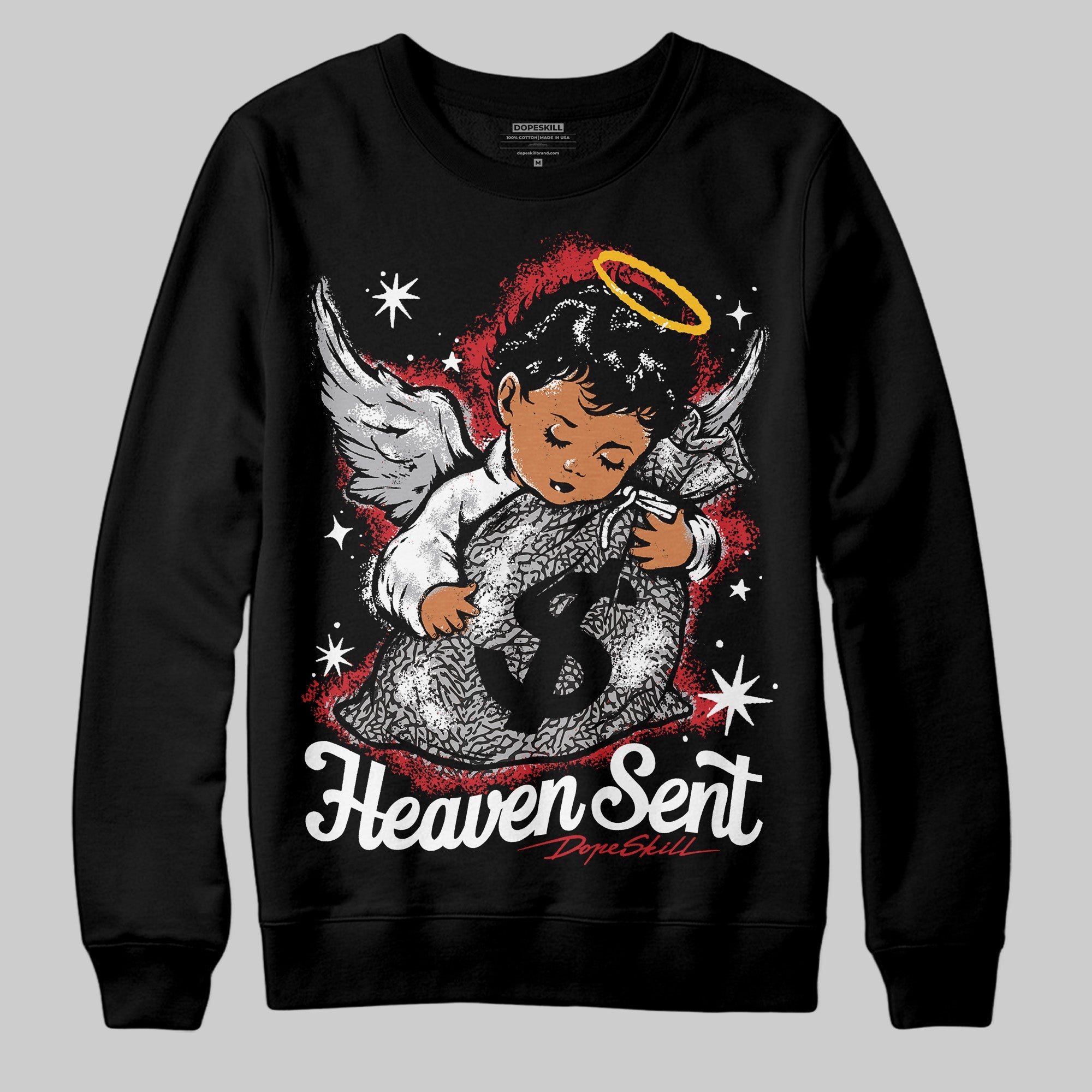 Black Cement 3s superstreetwear Sweatshirt Heaven Sent Graphic