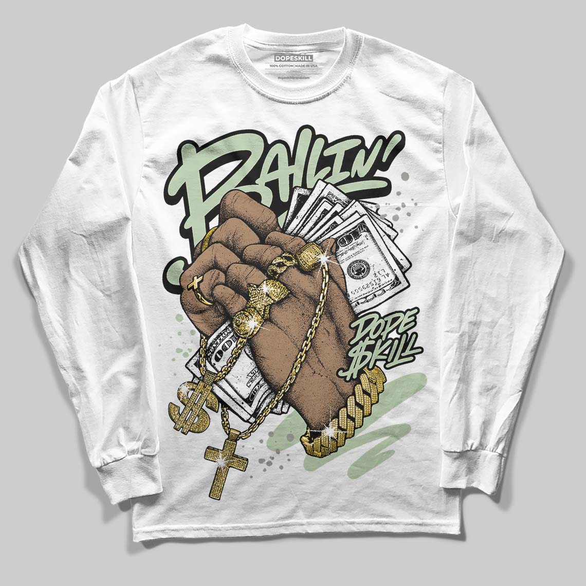Seafoam 4s 2025 superstreetwear Long Sleeve T-Shirt Always Ballin' Graphic