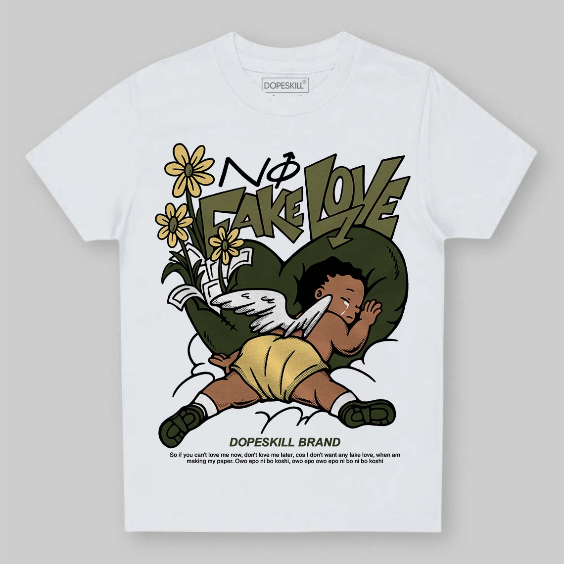 Craft Olive 4s superstreetwear Toddler Kids T-shirt No Fake Love Graphic