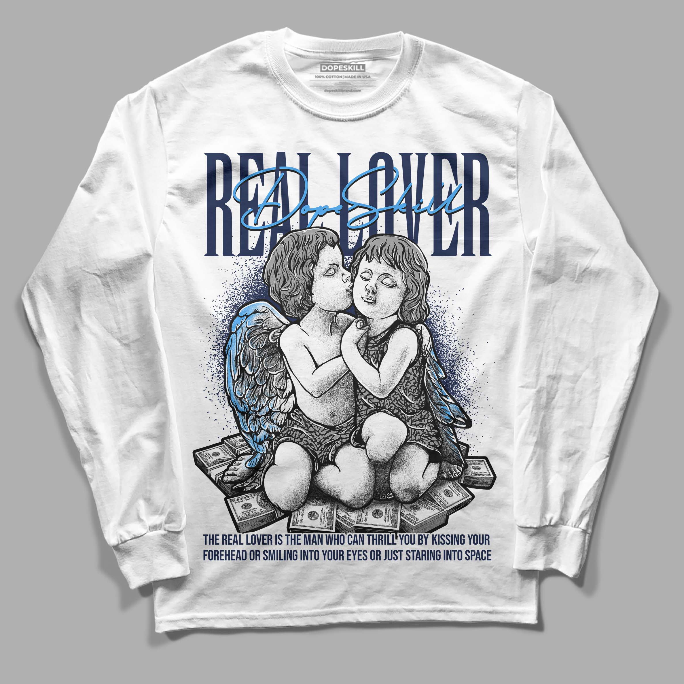Midnight Navy 3s superstreetwear Long Sleeve T-Shirt Real Lover Graphic