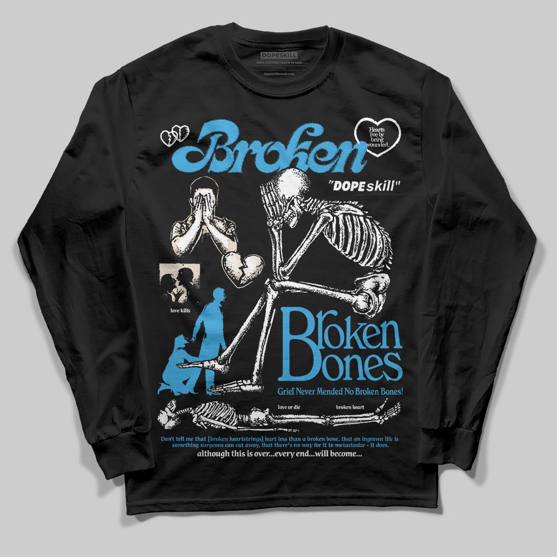 UNC Reimagined 1s superstreetwear Long Sleeve T-Shirt Broken Bones Graphic