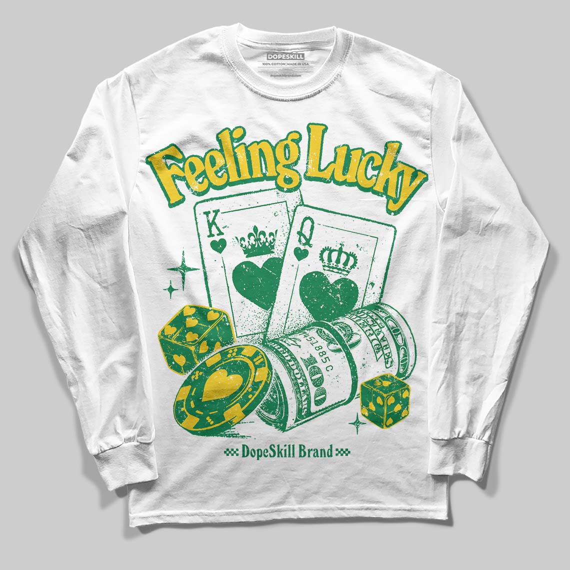 Green Collection superstreetwear Long Sleeve T-Shirt Feeling Lucky Graphic