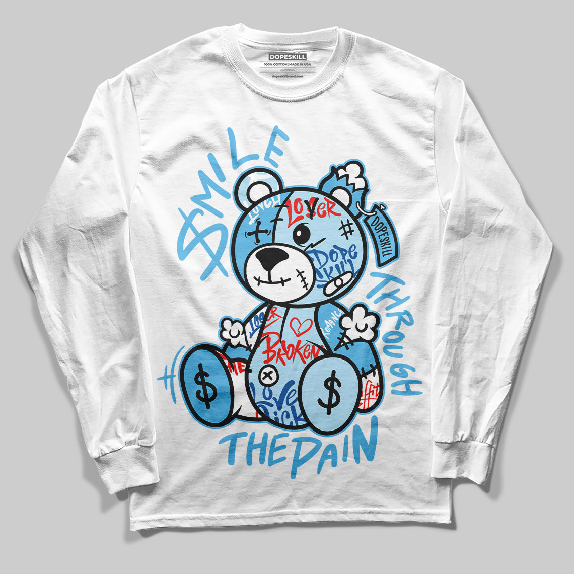 Legend Blue 11s superstreetwear Long Sleeve T-Shirt Smile Through The Pain Graphic
