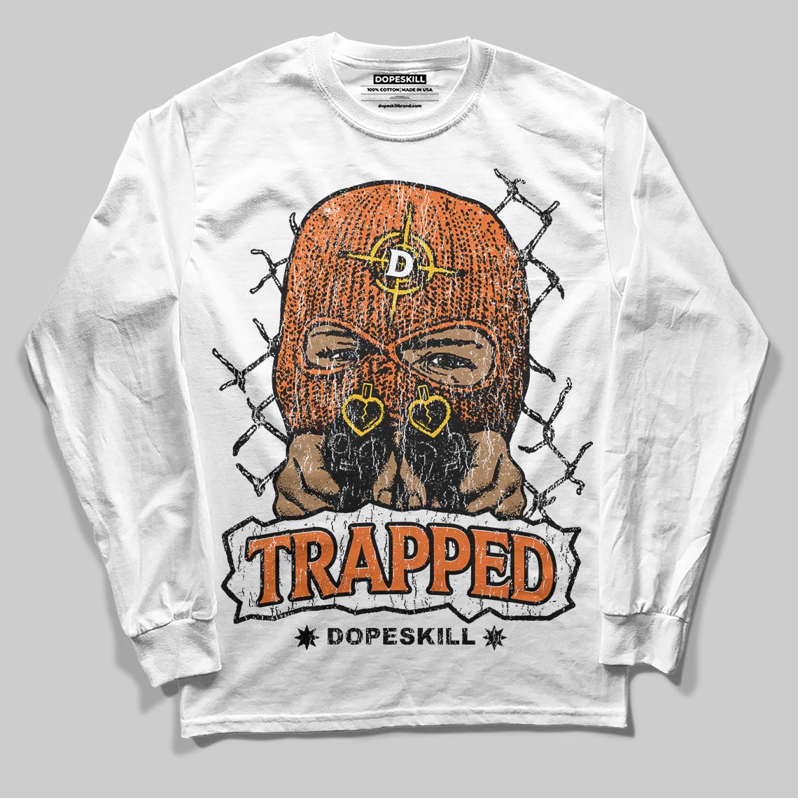 Orange Black White superstreetwear Long Sleeve T-Shirt New Trapped Graphic