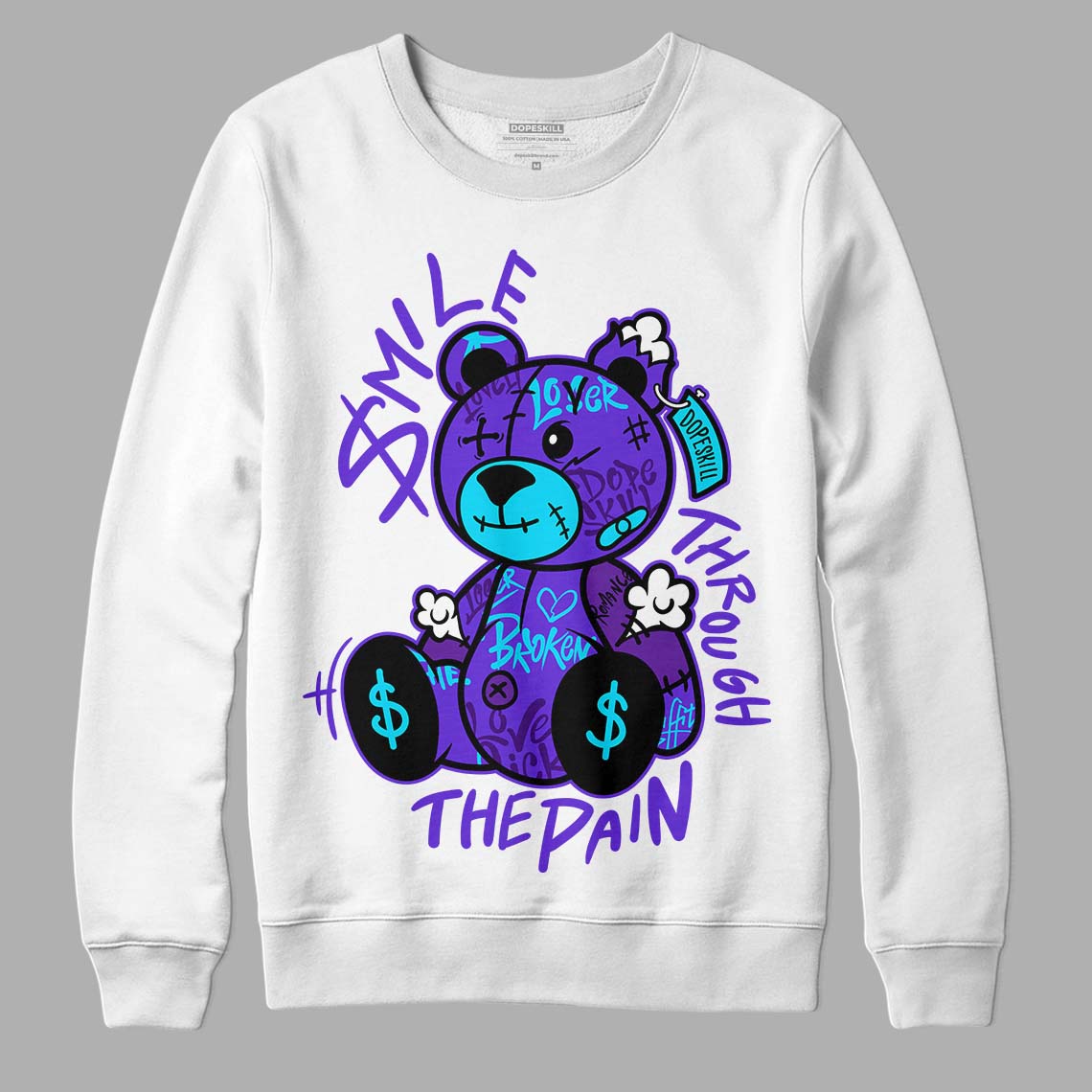 Aqua 6s superstreetwear Sweatshirt Smile Through The Pain Graphic
