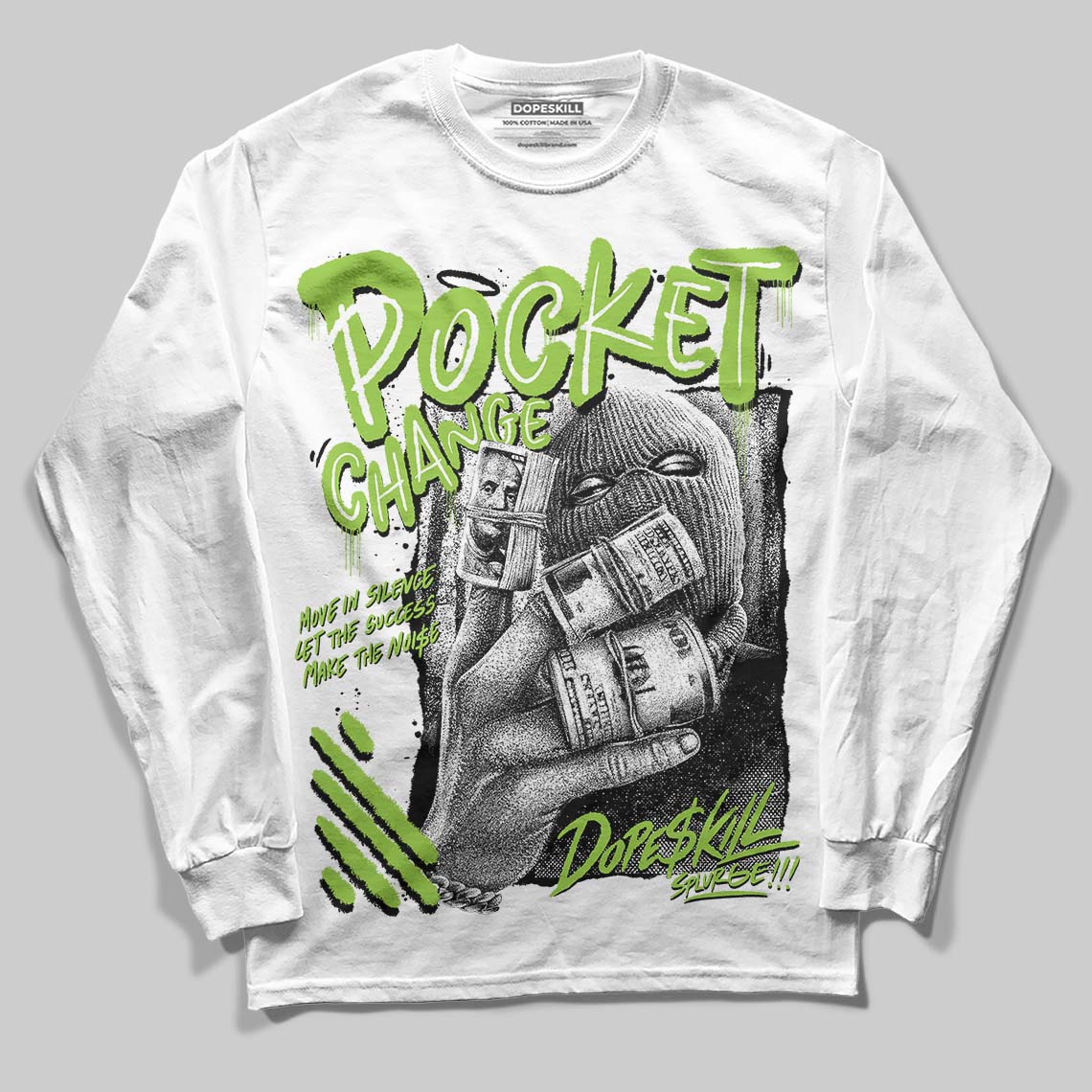 Neon Green Collection superstreetwear Long Sleeve T-Shirt Pocket Change Graphic