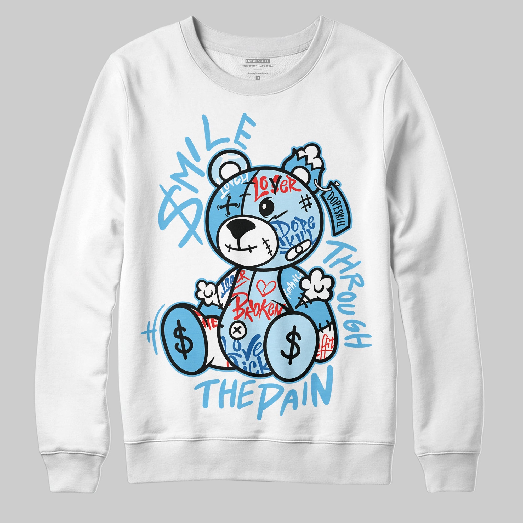 Legend Blue 11s superstreetwear Sweatshirt Smile Through The Pain Graphic