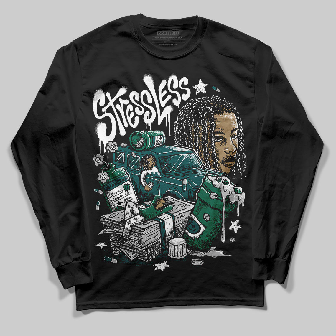 Gel 1130 White Dark Neptune superstreetwear Long Sleeve T-Shirt Stressless Graphic