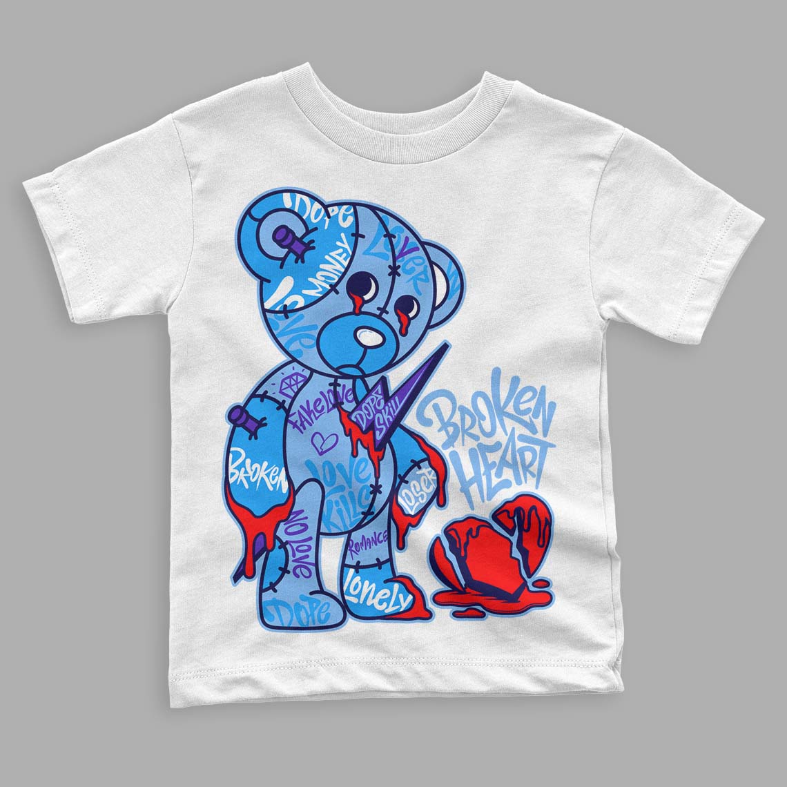 University Blue 6s superstreetwear Toddler Kids T-shirt Broken Heart Graphic