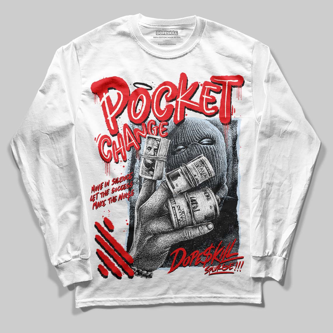 Cherry 11s superstreetwear Long Sleeve T-Shirt Pocket Change Graphic
