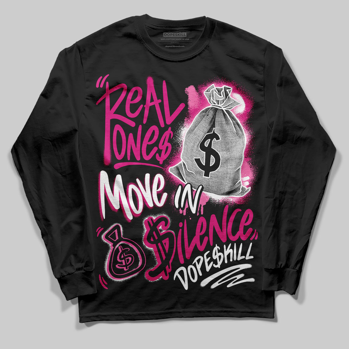 Rick RO Pink Leather Sneakers superstreetwear Long Sleeve T-Shirt Real Ones Move In Silence Graphic