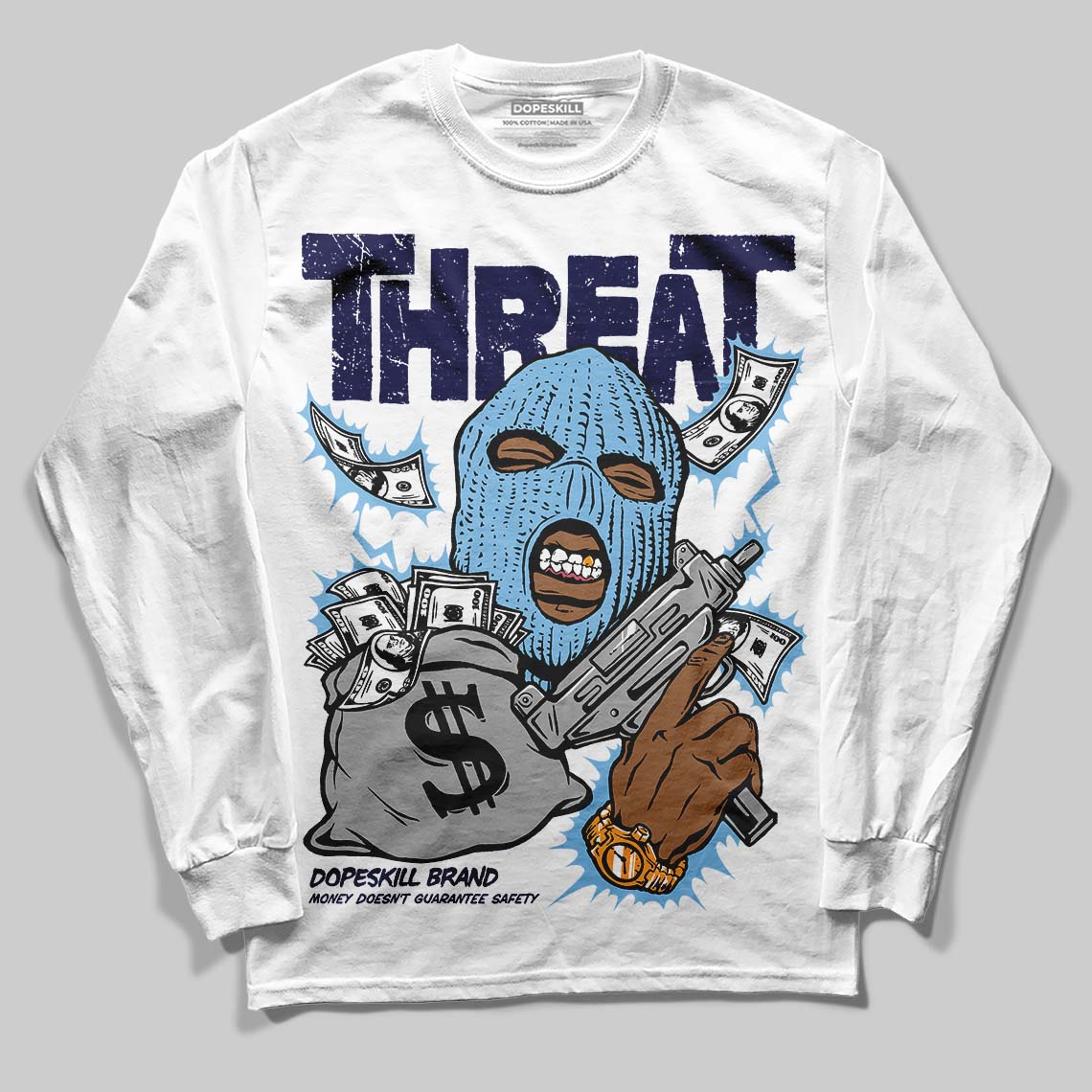 University Blue Collection superstreetwear Long Sleeve T-Shirt Under Threat Graphic