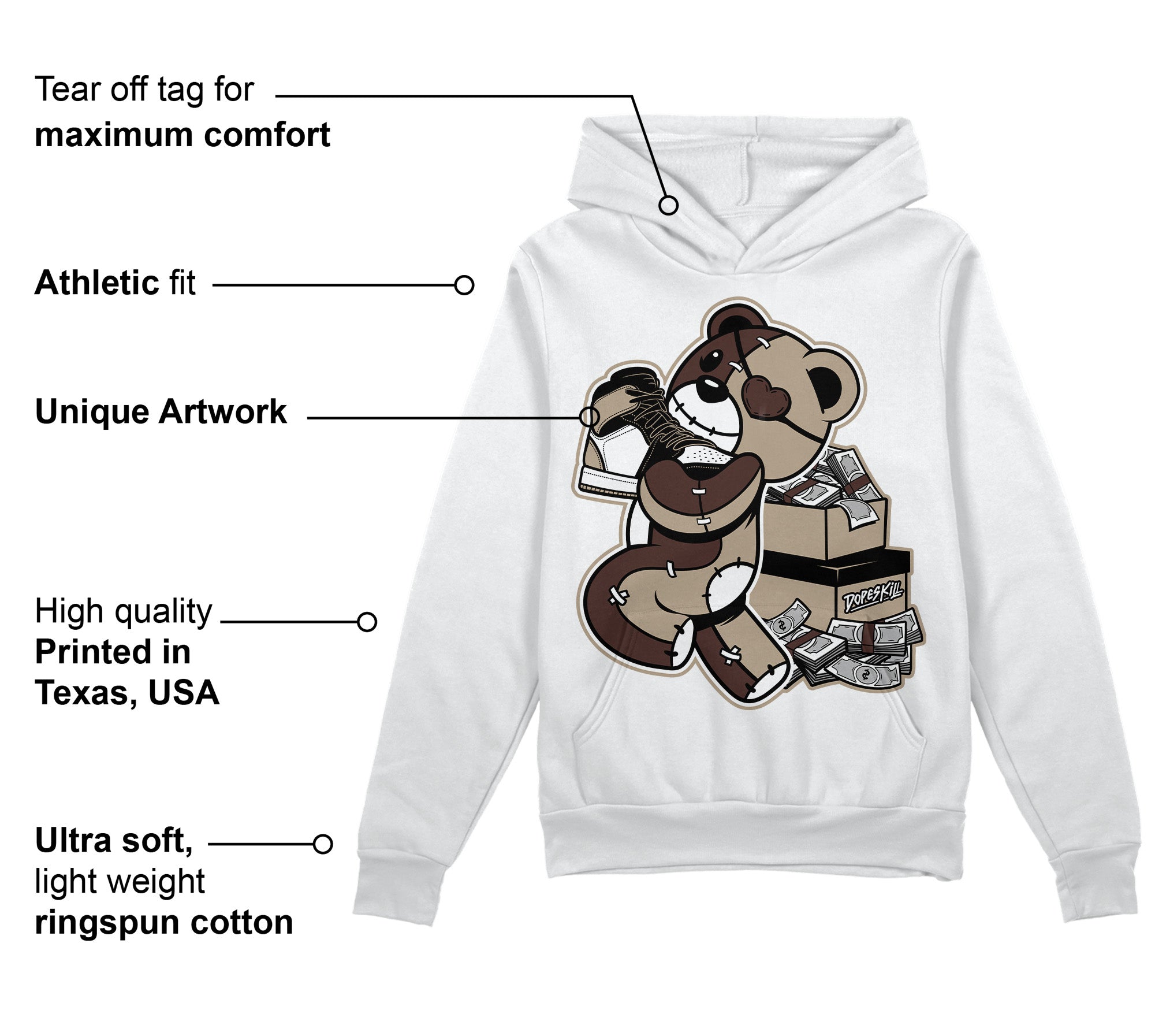 Latte 1s superstreetwear Hoodie Sweatshirt Bear Steals Sneaker Graphic