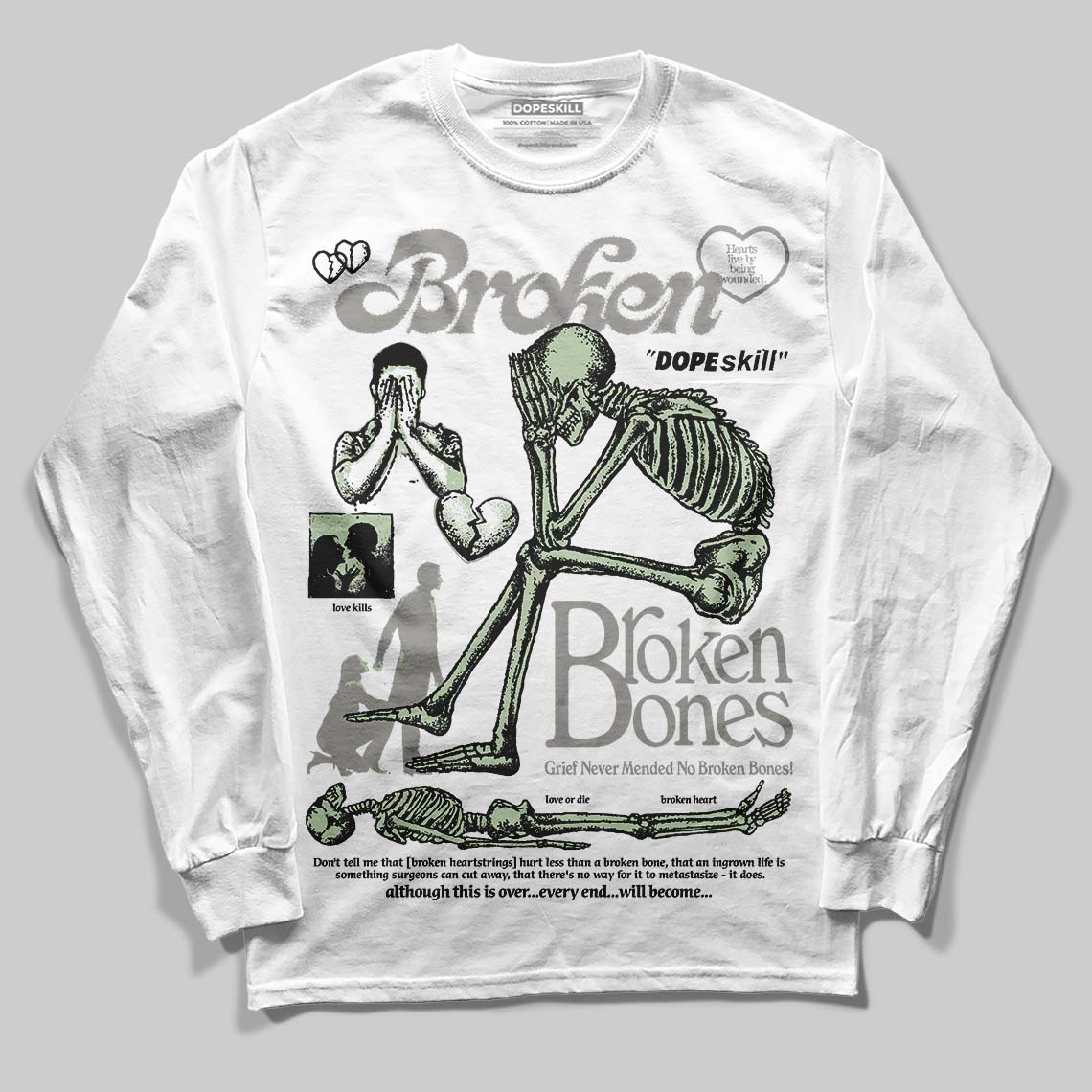 Seafoam 4s 2025 superstreetwear Long Sleeve T-Shirt Broken Bones Graphic